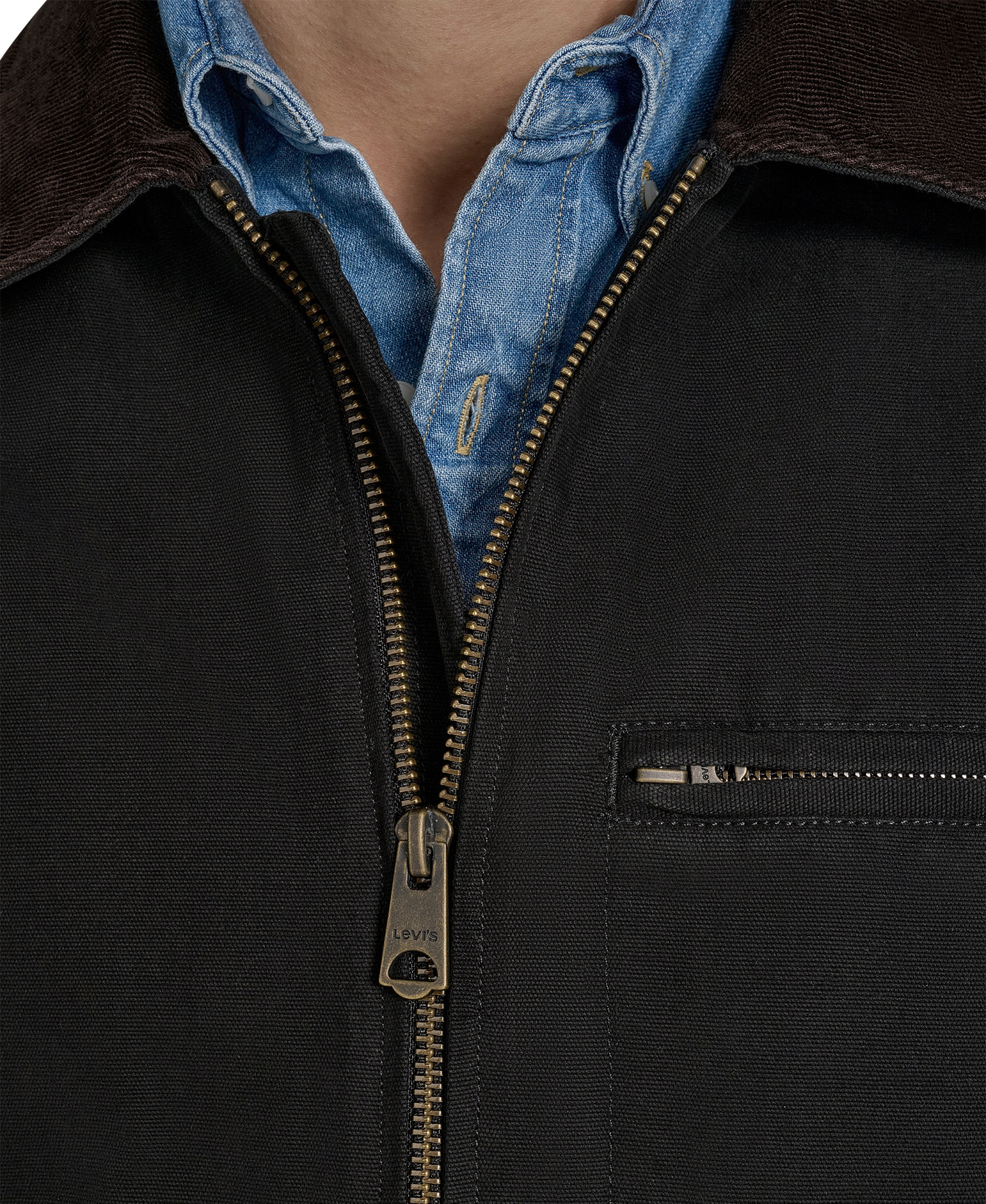 Levi's Men's Cotton Canvas Zip-Front Depot Jacket - Black