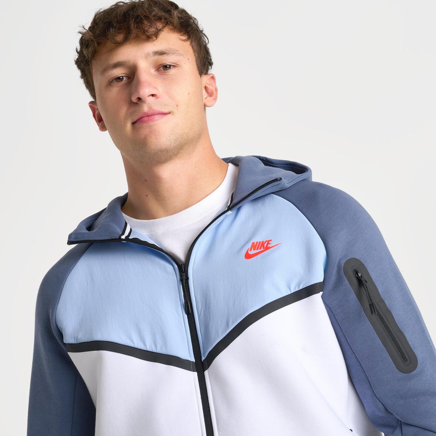 Men's Nithtke Tech Fleece Windrunner Full-Zip Jacket - White/Psychic Blue/Diffused Blue