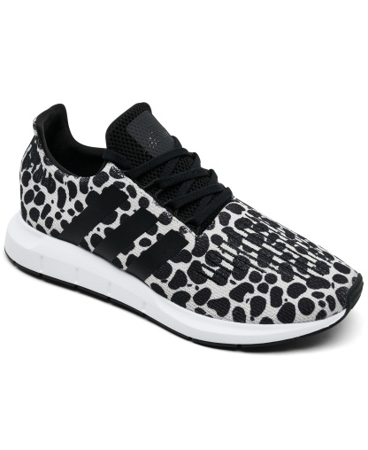adidas Women's Swift Run 1.0 Animal Print Casual Sneakers from Finish Line - Beige, Core Black, Cloud White