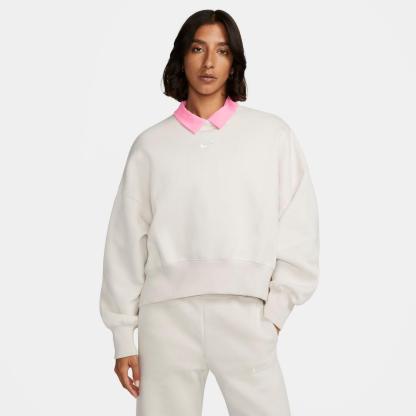 Women's Nike Sportswear Phoenix Fleece Oversized Crewneck Sweatshirt - Light Orewood Brown/Sail