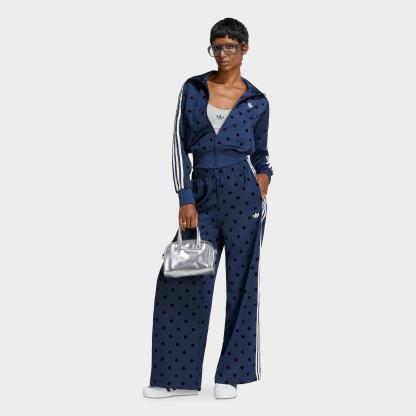 Women's adidas Originals Firebird Polka Dot Satin Wide-Leg Track Pants - Night Indigo