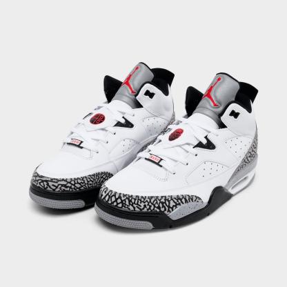 Men's Air Jordan Son of Mars Low Casual Shoes - White/Black/Cement Grey/Gym Red - Left shoe facing left. Outside of the shoe. - view 2