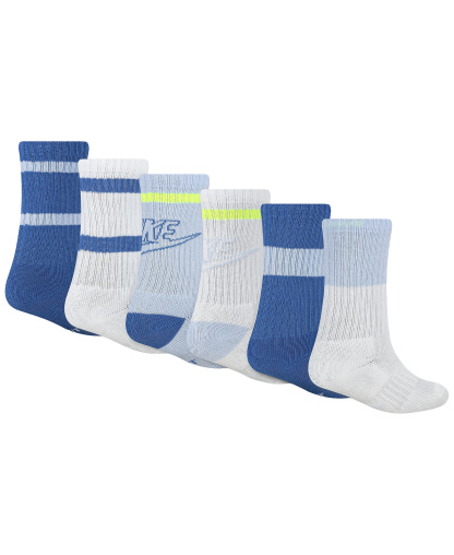 Nike Boys' and Girls' 4-7 Retro Crew Socks, 6-Pack - Star Blue