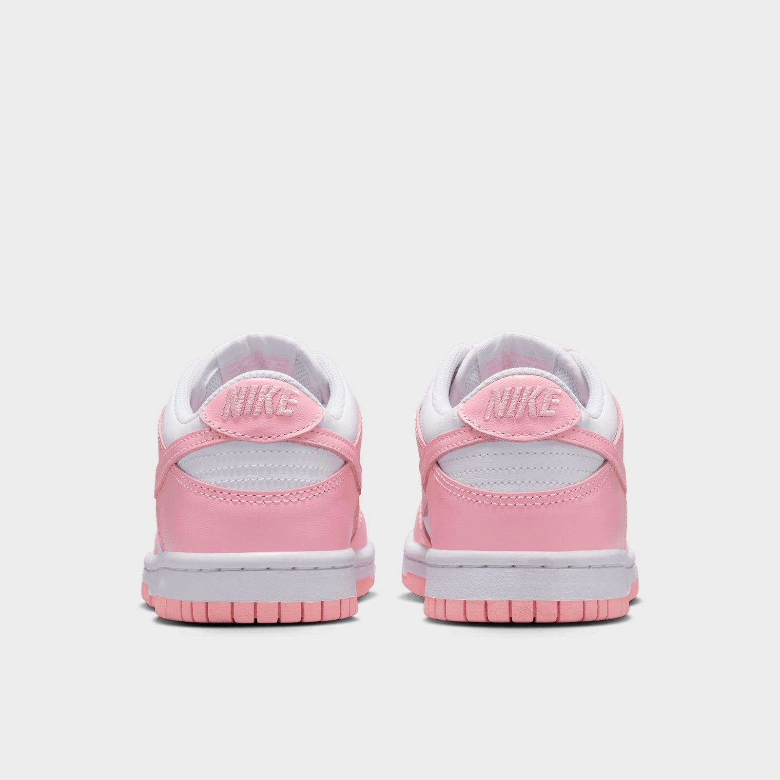 Big Kids' Nike Dunk Low Casual Shoes - White/White/White/Medium Soft Pink
