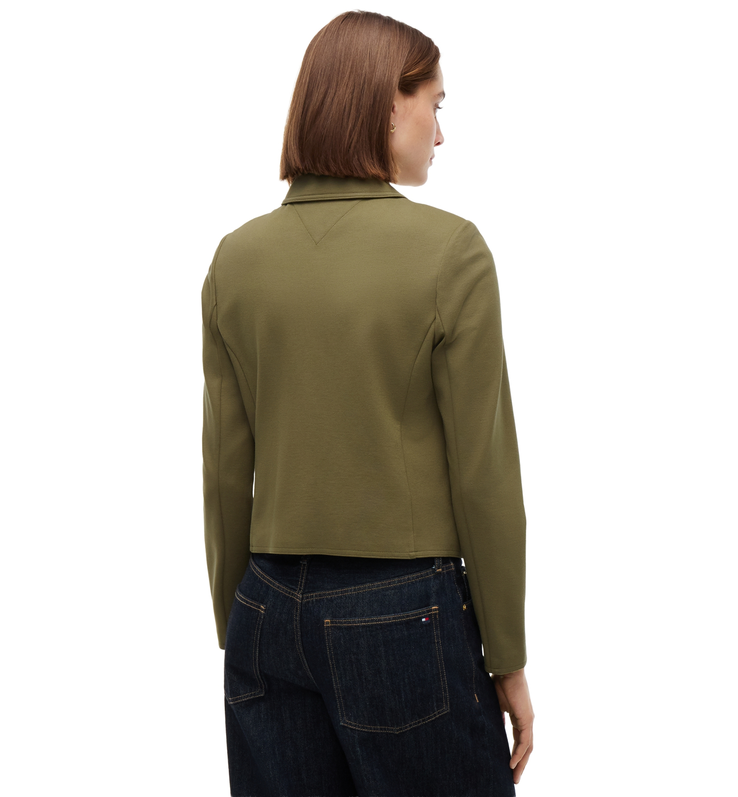 Tommy Hilfiger Women's Ponte Knit Band Collar Jacket - Utility Olive
