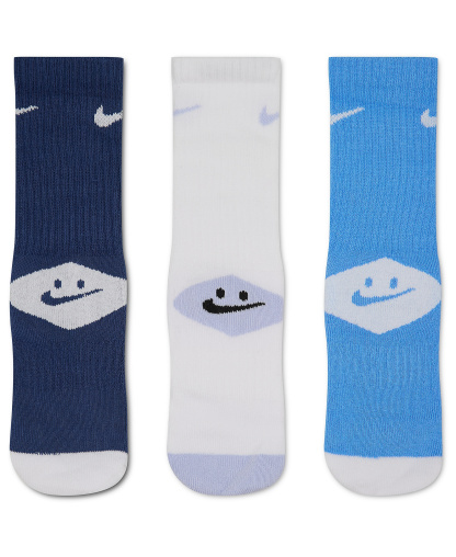 Nike Boys' and Girls' 4-7 Smiley Dri-Fit Crew Socks, 6-Pack - Mystic Navy