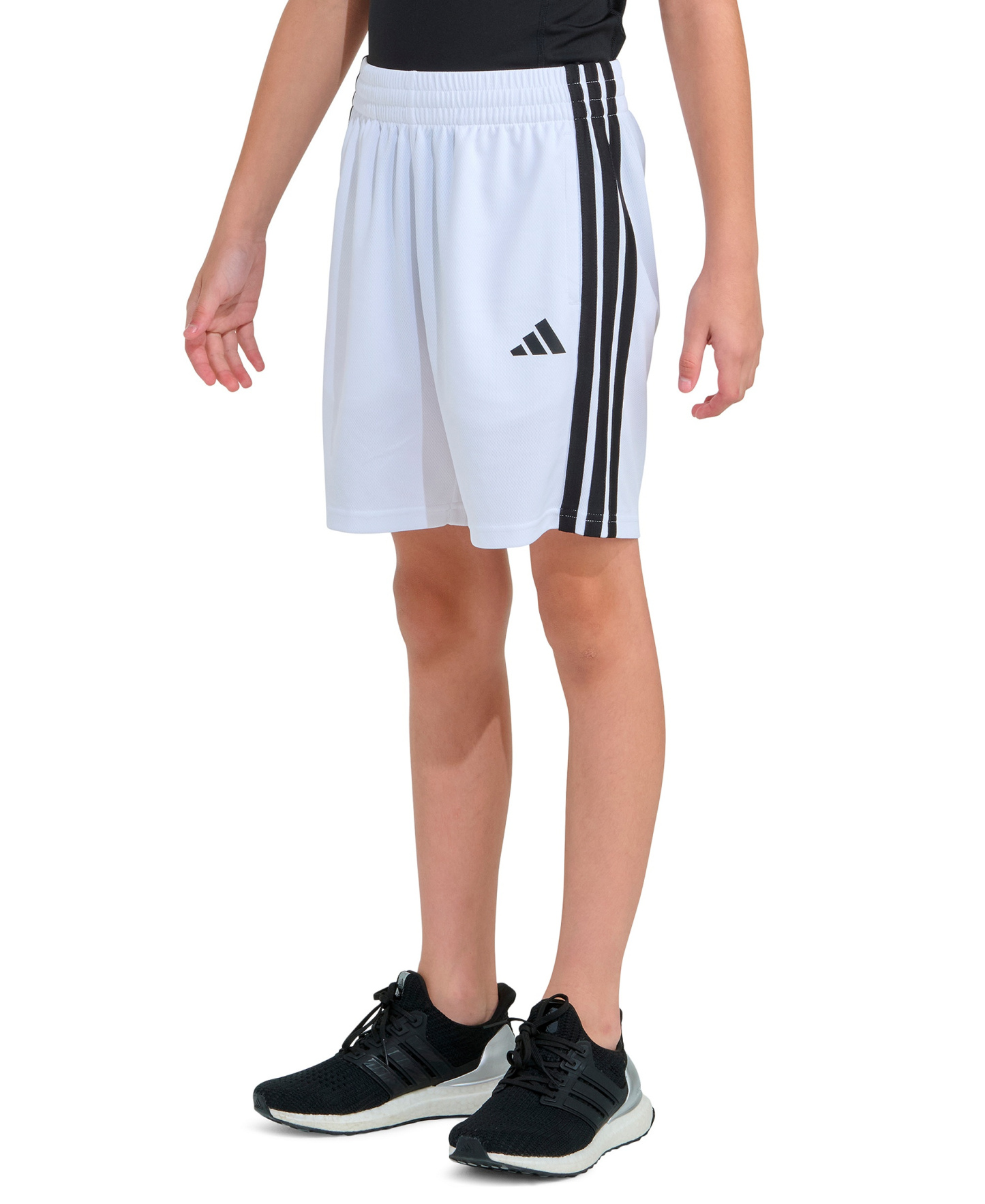 adidas Boys' 8-18 Elastic Waistband Drawcord Shorts - White