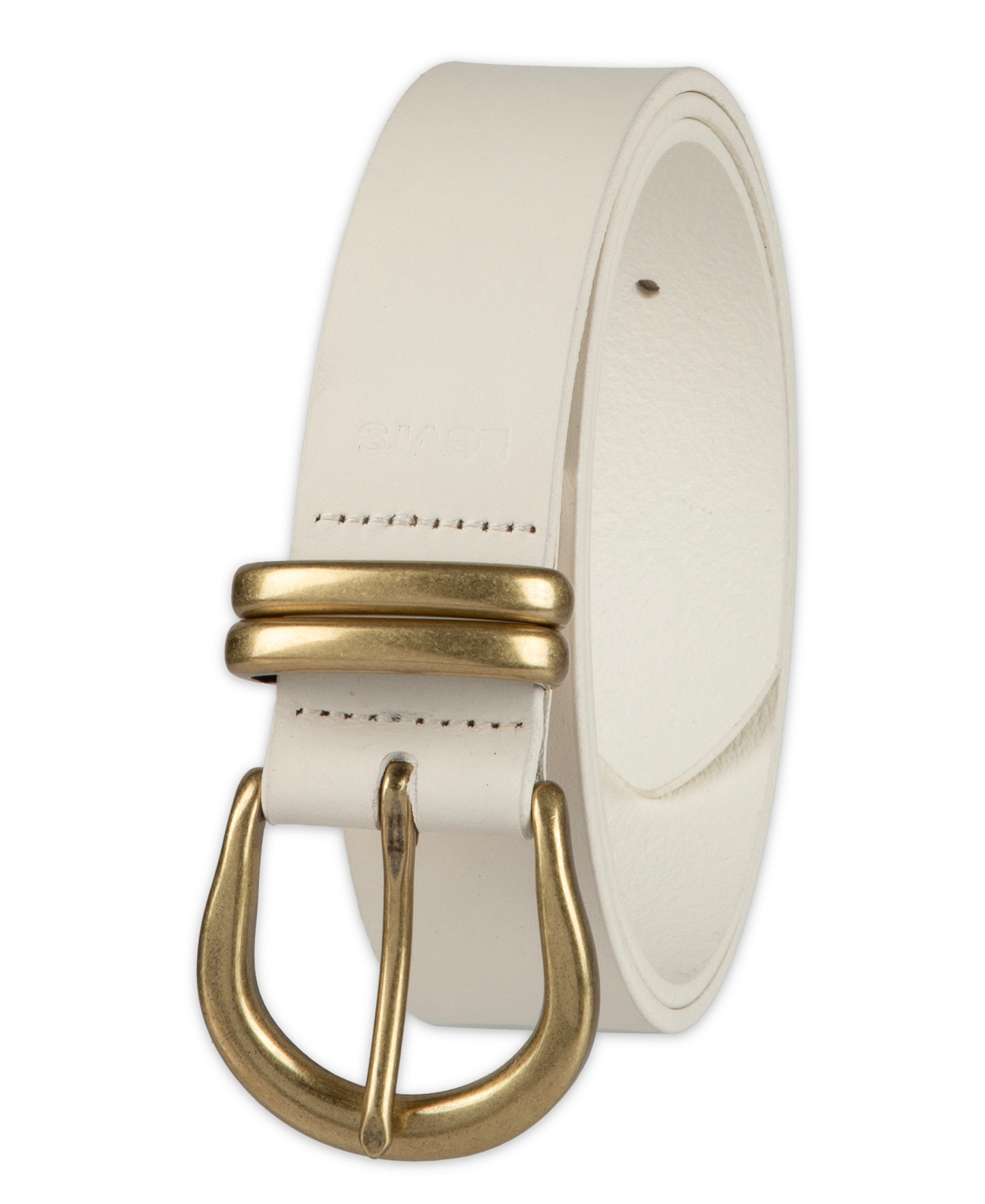 Levi's Women's Double Metal Loop Leather Belt - White