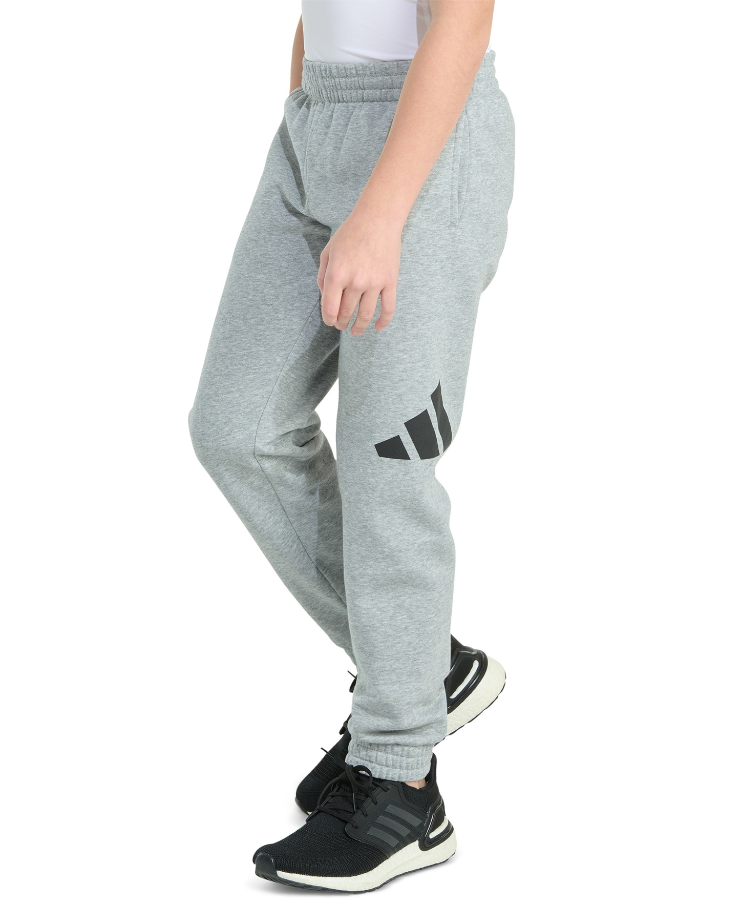 adidas Boys' 8-20 Elastic Waistband Essential Fleece Heather Pant - Medium Gray Heather