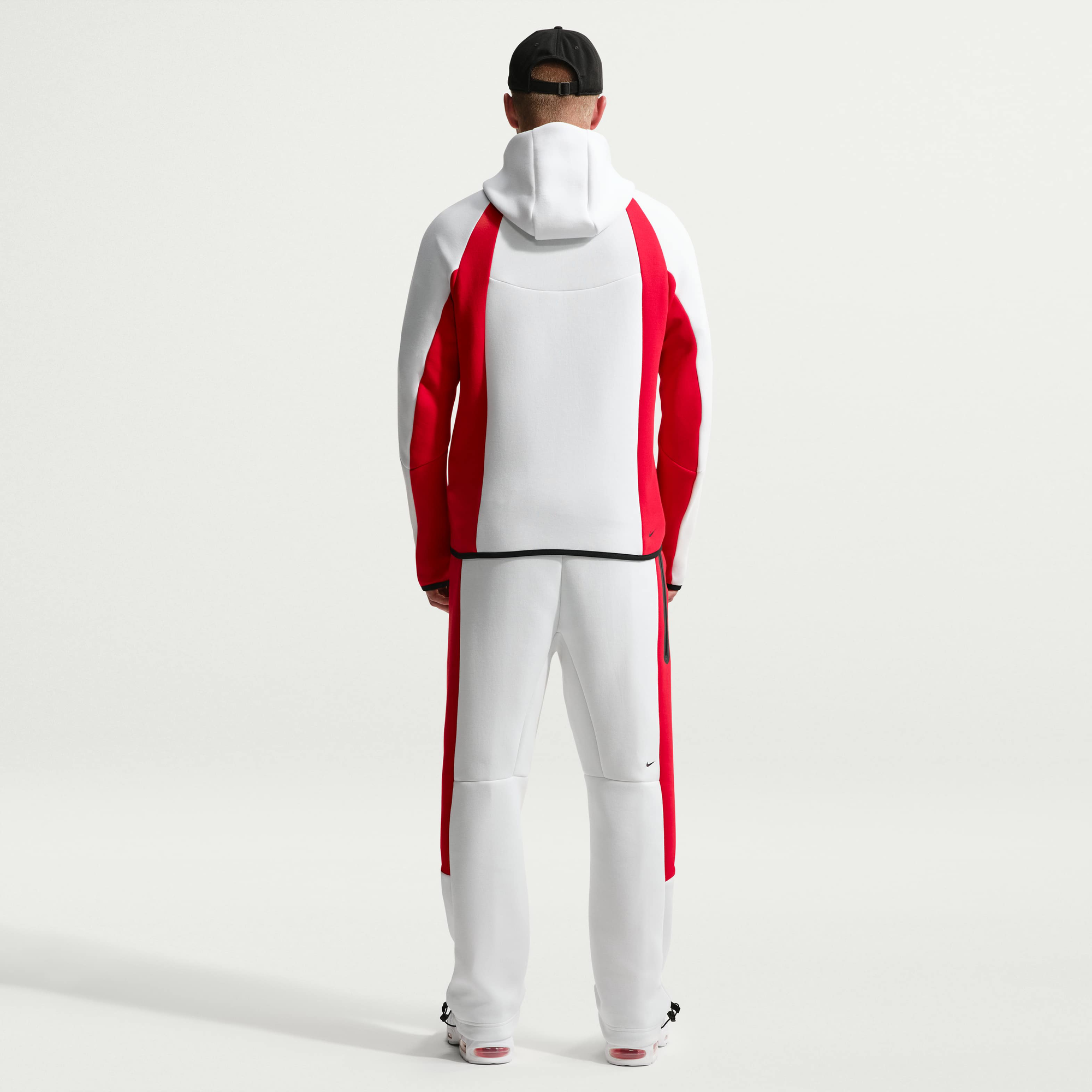 Nike Tech Men's Colour-Block Full-Zip Fleece Windrunner Jacket - Summit White/University Red/Black