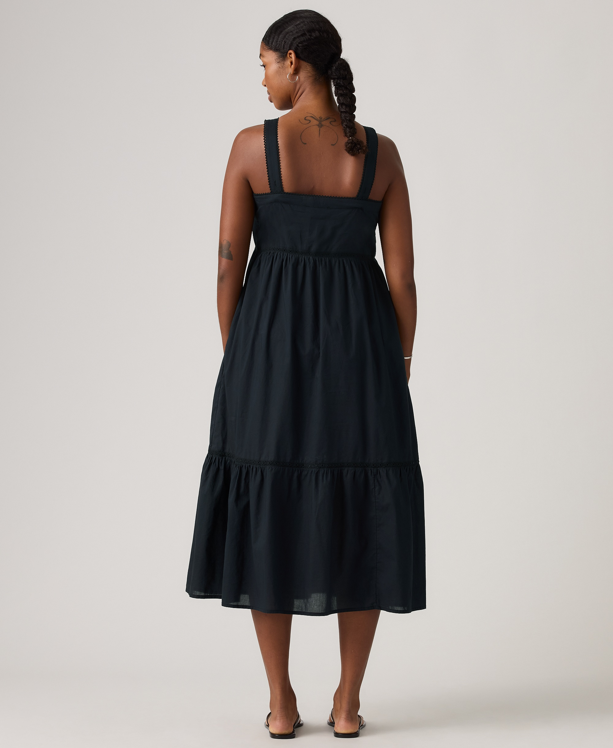 Levi's Premium Women's Mimi Square Neck Tiered Midi Dress - Anthracite Night