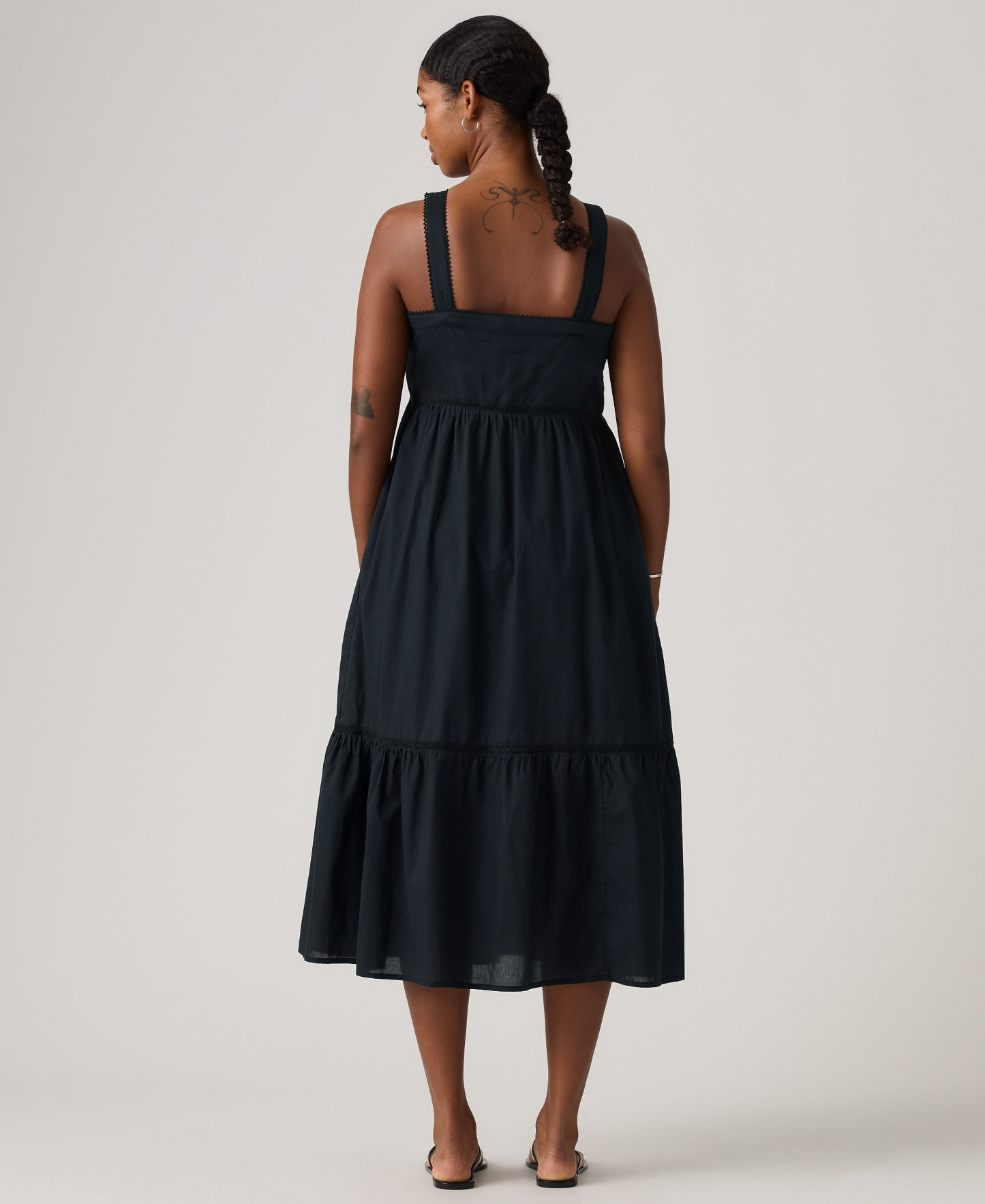 Levi's Premium Women's Mimi Square Neck Tiered Midi Dress - Anthracite Night
