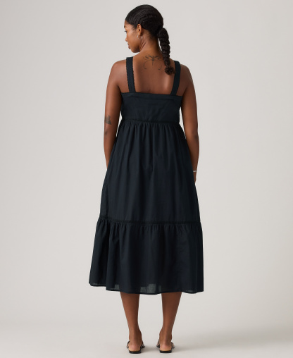 Levi's Premium Women's Mimi Square Neck Tiered Midi Dress - Anthracite Night