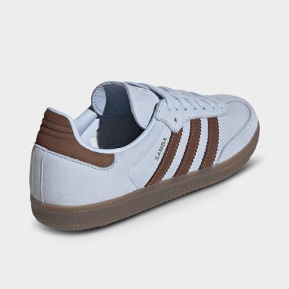 Women's adidas Originals Samba OG Casual Shoes - Part 4 - Crystal Sky/Earth Strata/Cloud White - Back view