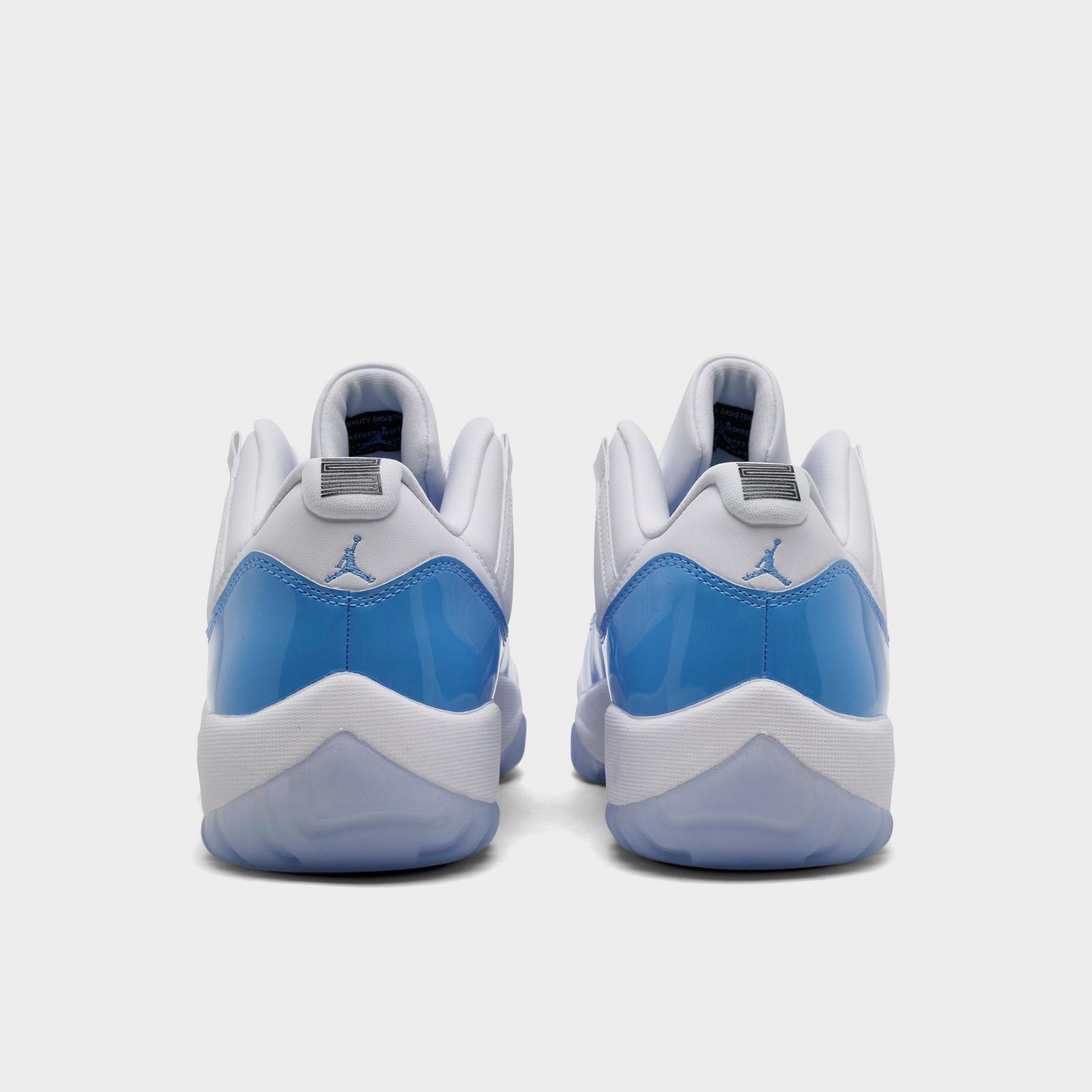 Men's Air Jordan Retro 11 Low Basketball Shoes - White/University Blue/Black - Left shoe facing left. Outside of the shoe. - view 4