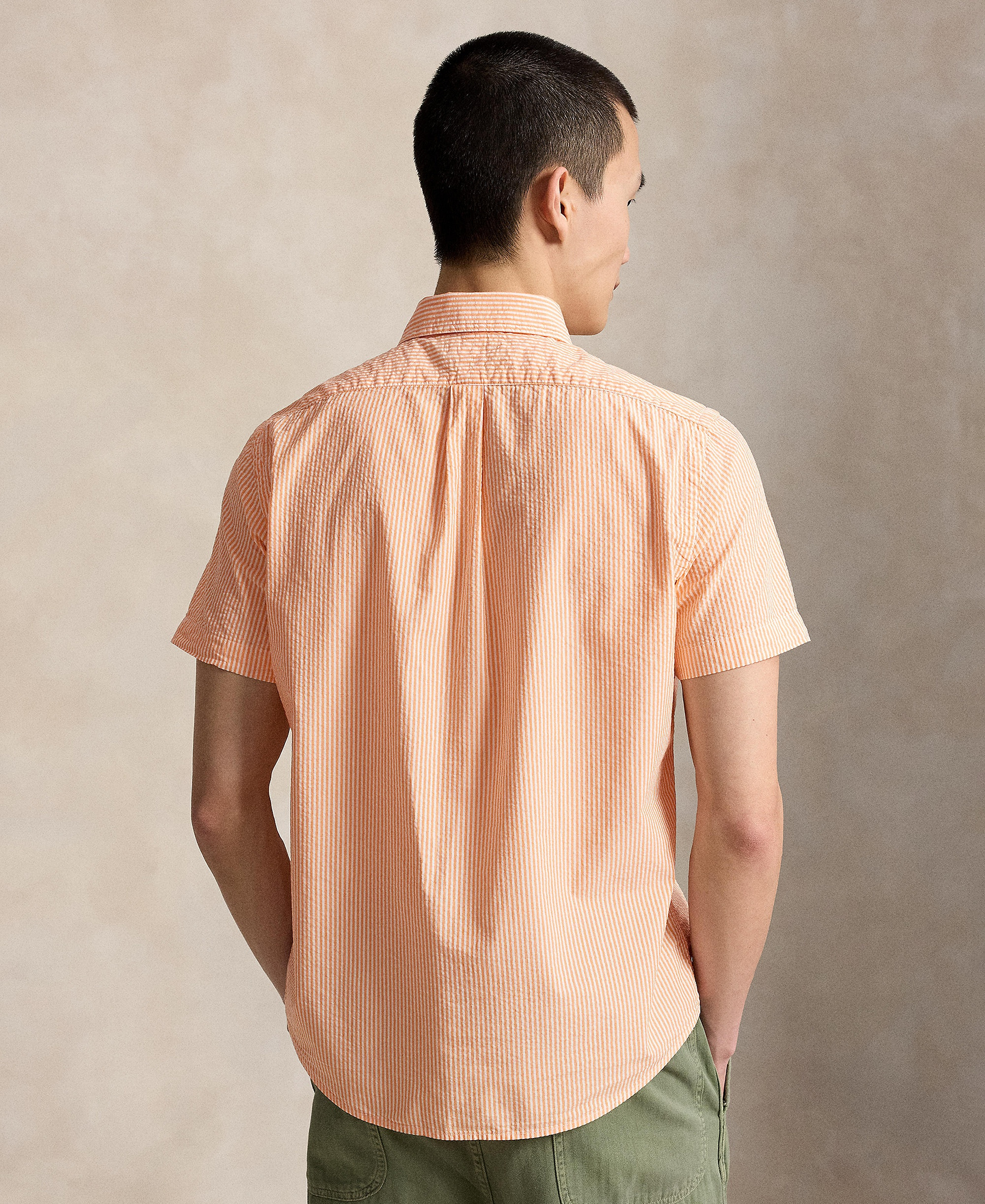Polo Ralph Lauren Men's RL Prepster Classic-Fit Seersucker Shirt - Classic Peach/White