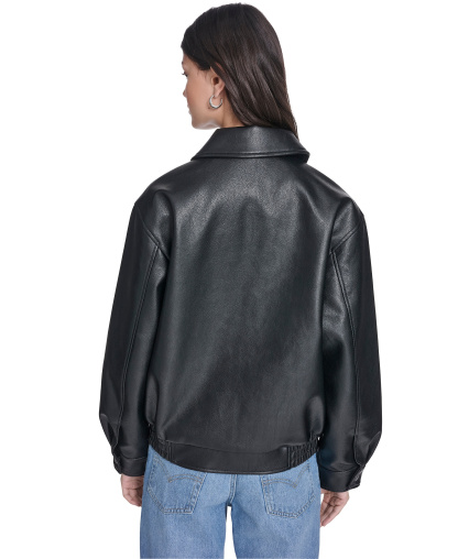 Levi's Women's Faux Leather Relaxed-Fit Bomber Jacket - Black
