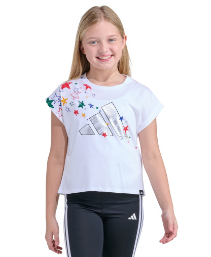 adidas Girls' 8-16 Short-Sleeve Boxy-Fit T-Shirt - White