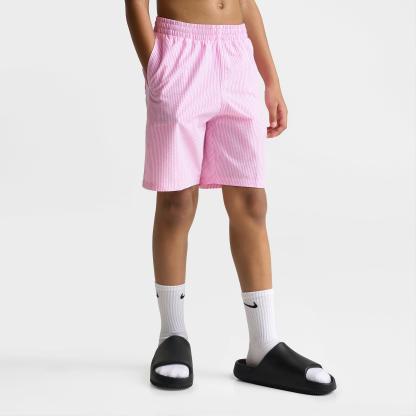 Big Kids' Nithtke Seersucker Ripple Brief-Lined 7" Volley Swim Shorts - Pink Glow