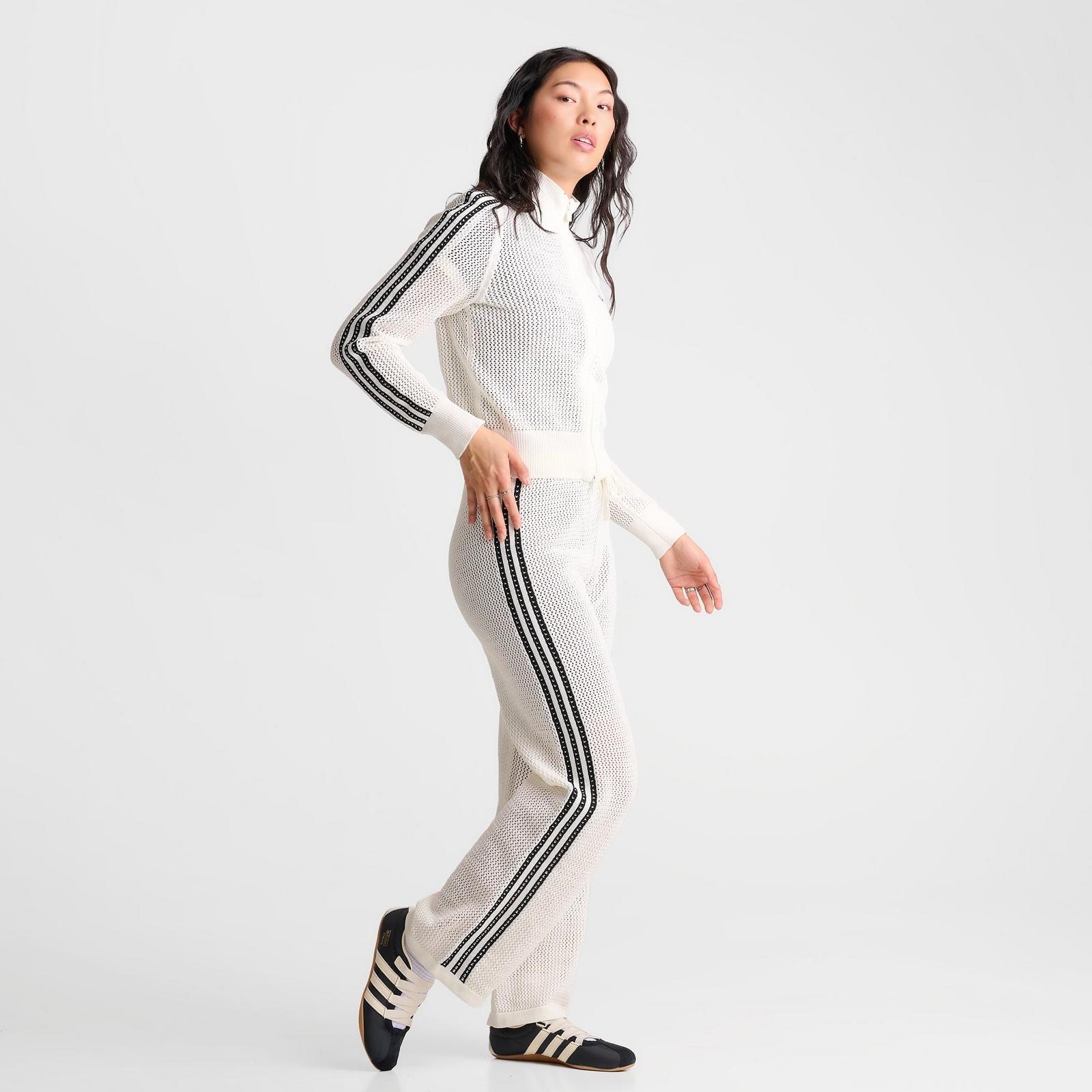 Women's adidas Originals Knitted Crochet Firebird Track Pants - Off White - view 2