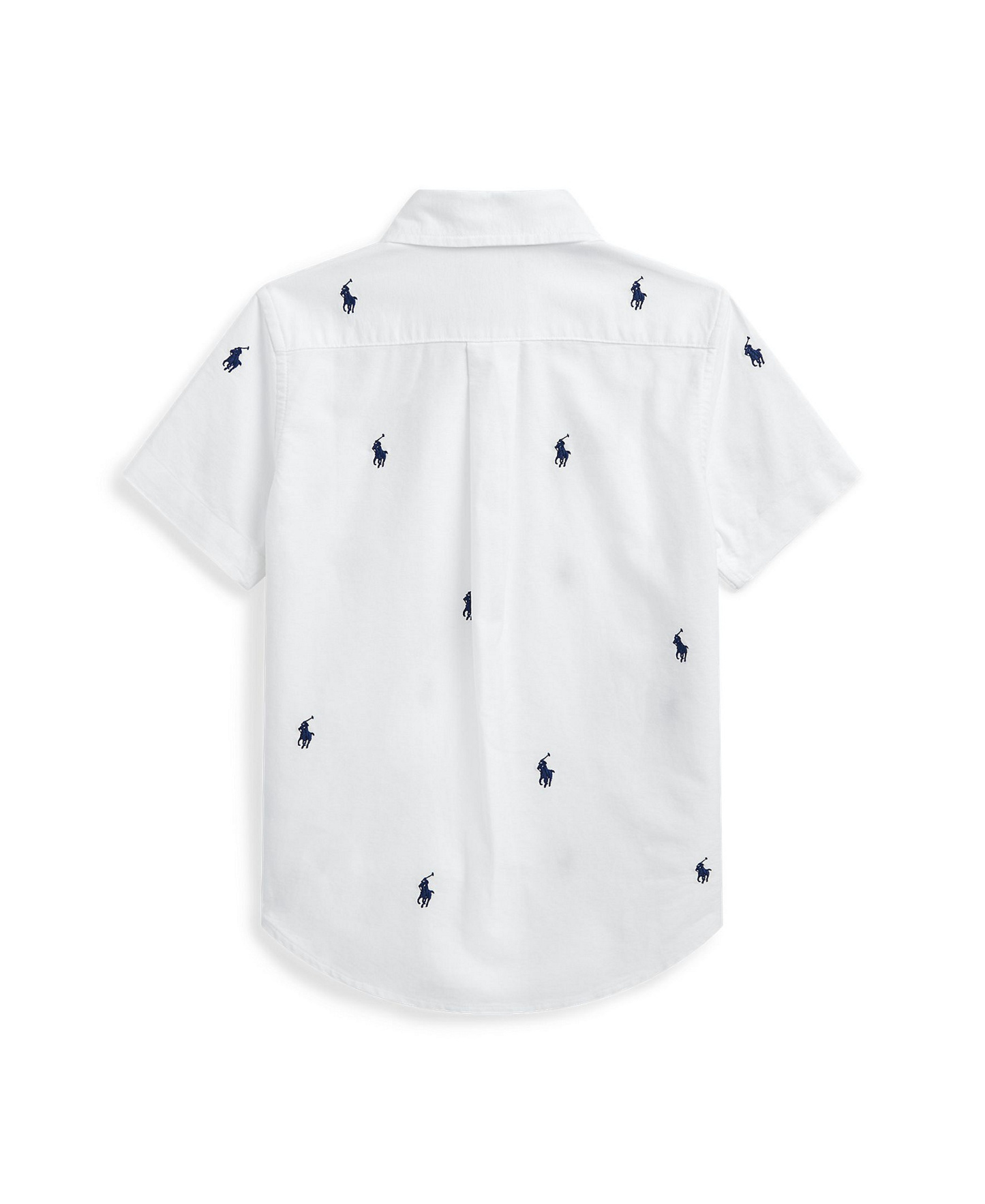Polo Ralph Lauren Big Boys Polo Pony Oxford Short-Sleeve Shirt - White, Navy C7908