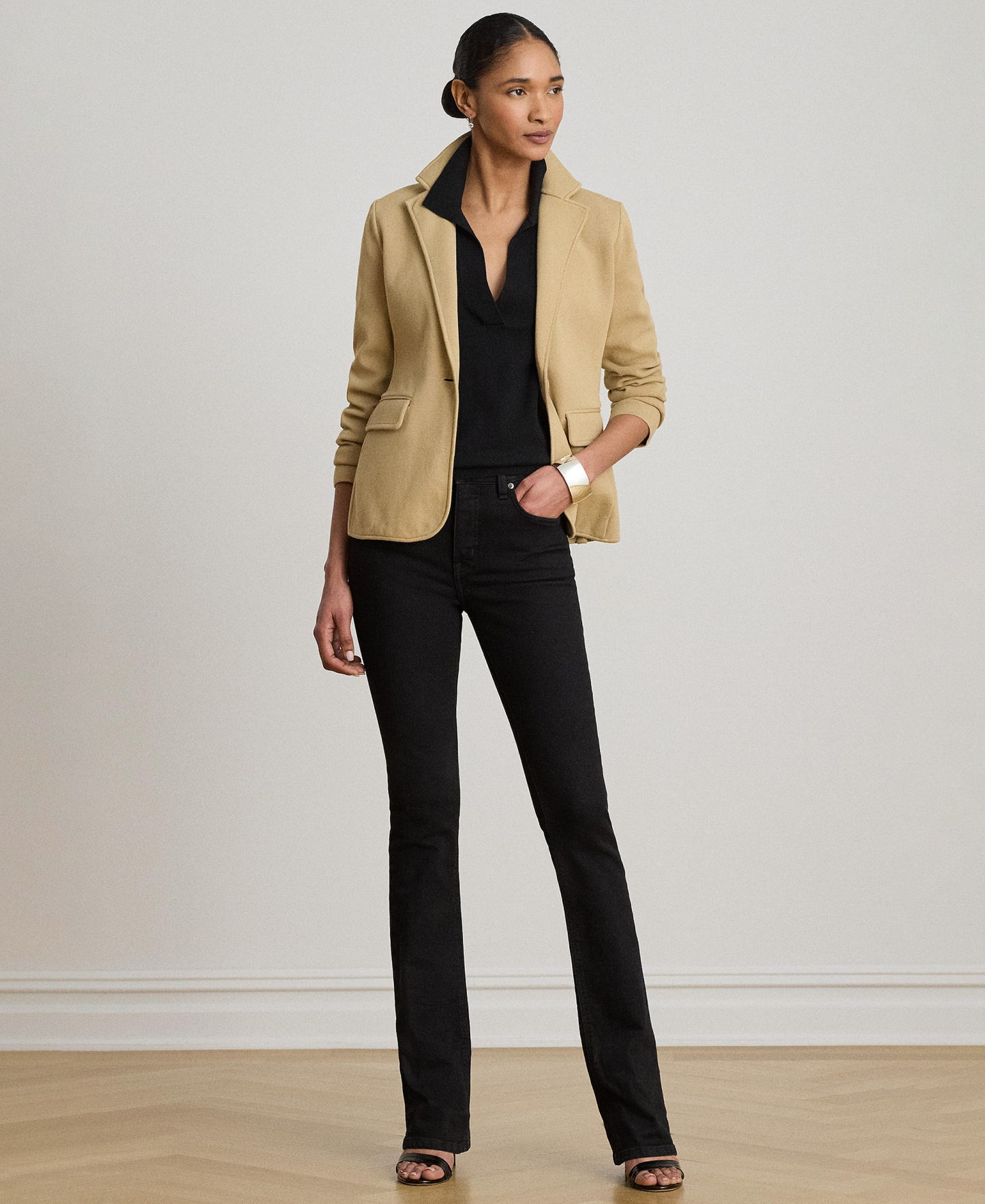 Lauren Ralph Lauren Women's Cotton-Blend Sweater Blazer - Tan