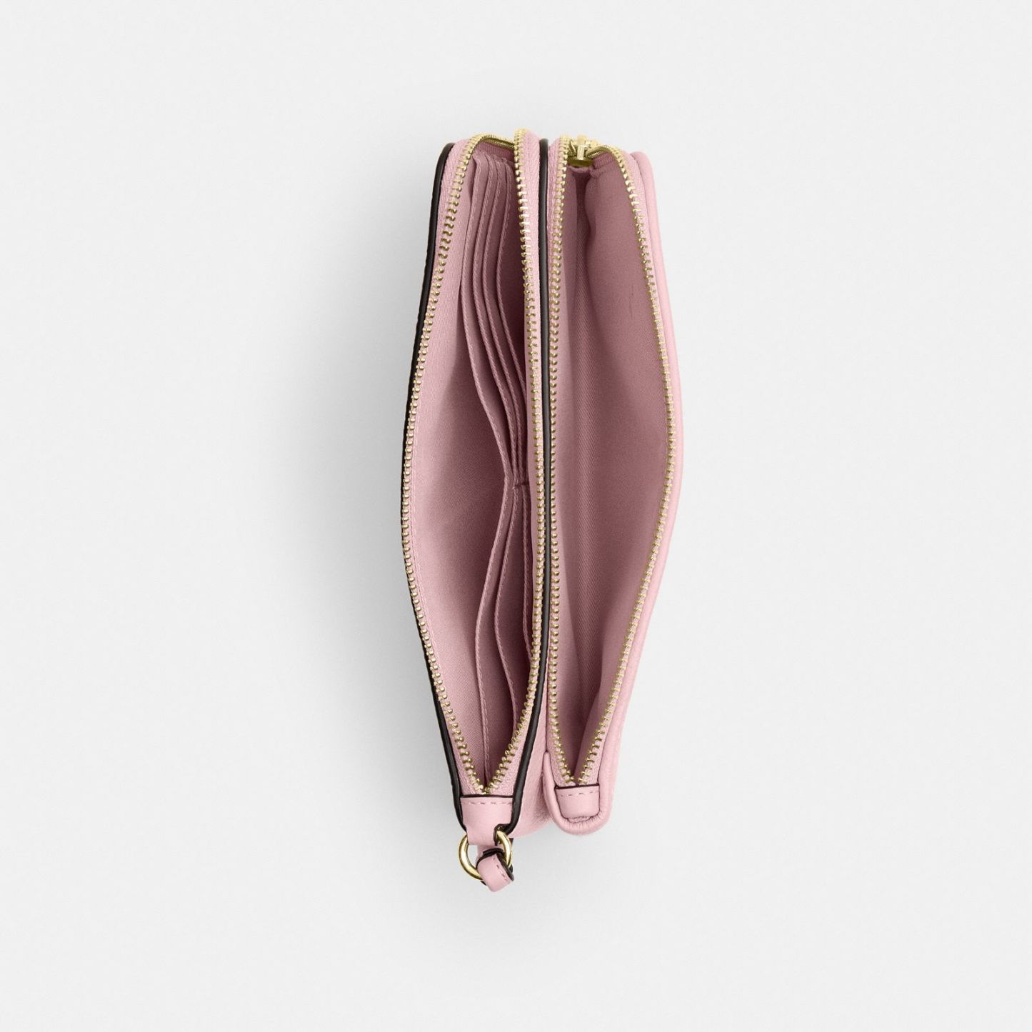 Double Zip Wallet In Signature Denim - Gold/Light Pink - view 4
