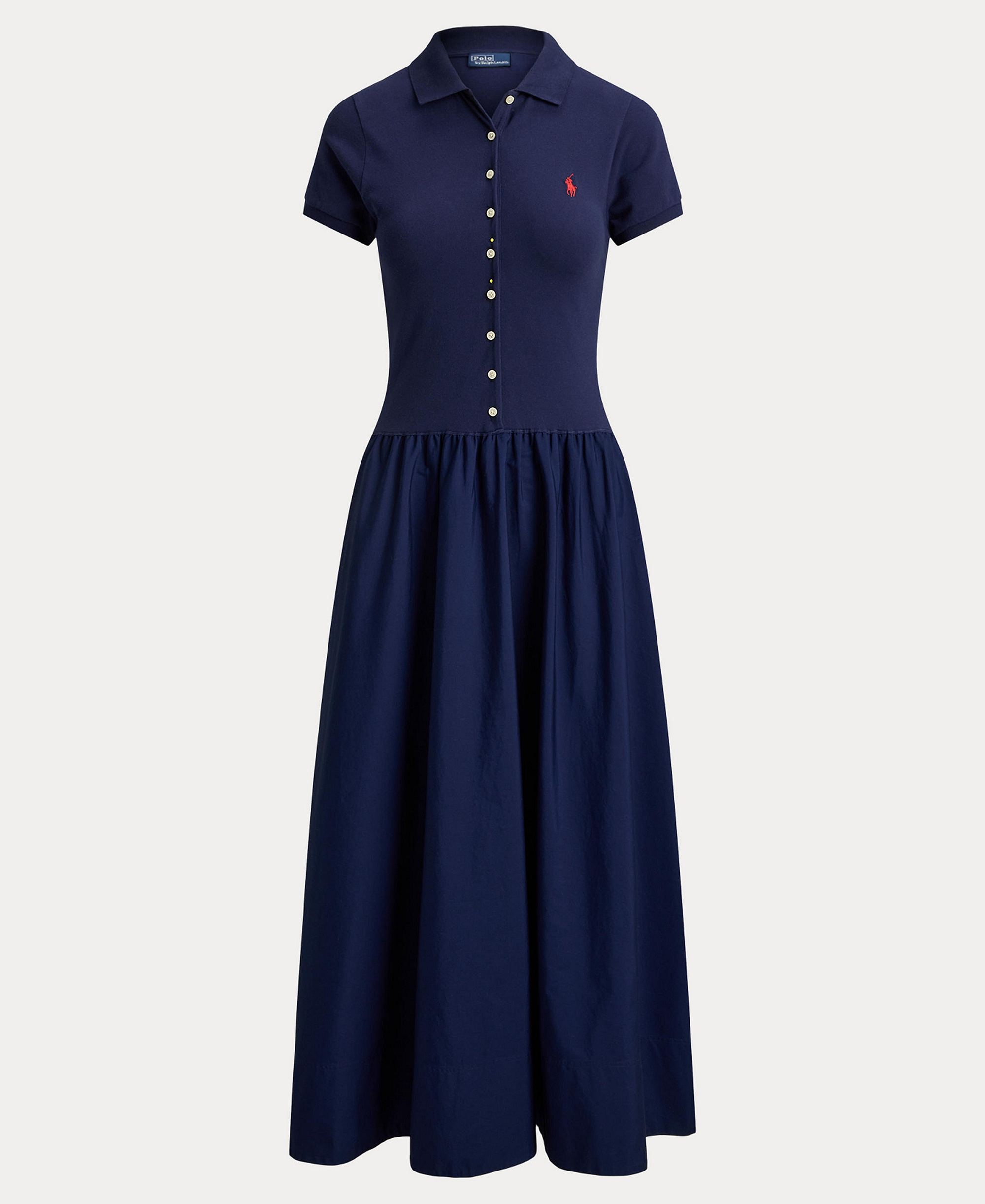Polo Ralph Lauren Women's Hybrid Mesh Polo Collar A-Line Dress - Newport Navy
