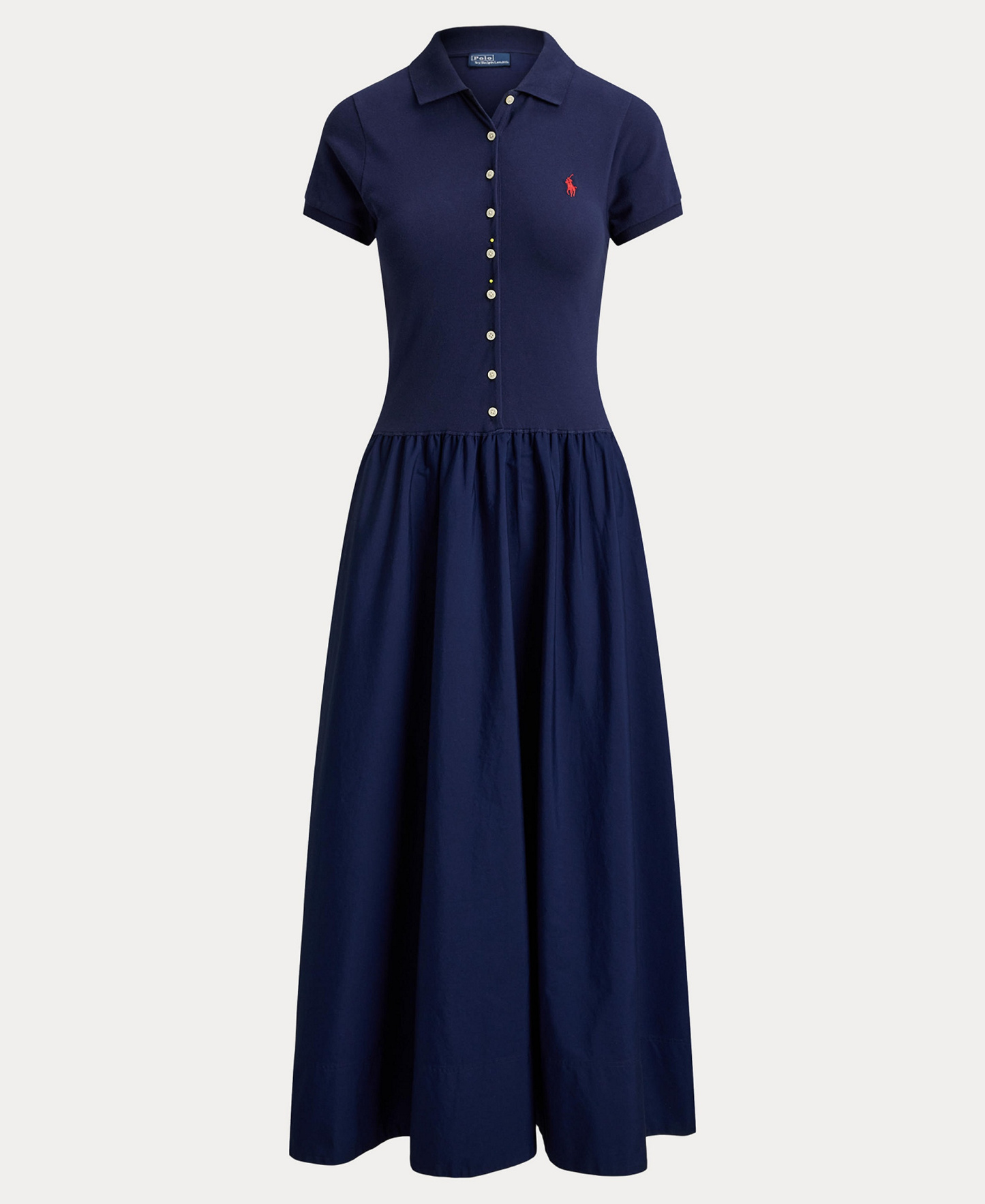 Polo Ralph Lauren Women's Hybrid Mesh Polo Collar A-Line Dress - Newport Navy