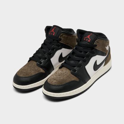 Big Kids' Air Jordan Retro 1 Mid Casual Shoes - Black/Palomino/University Red/Phantom - view 2
