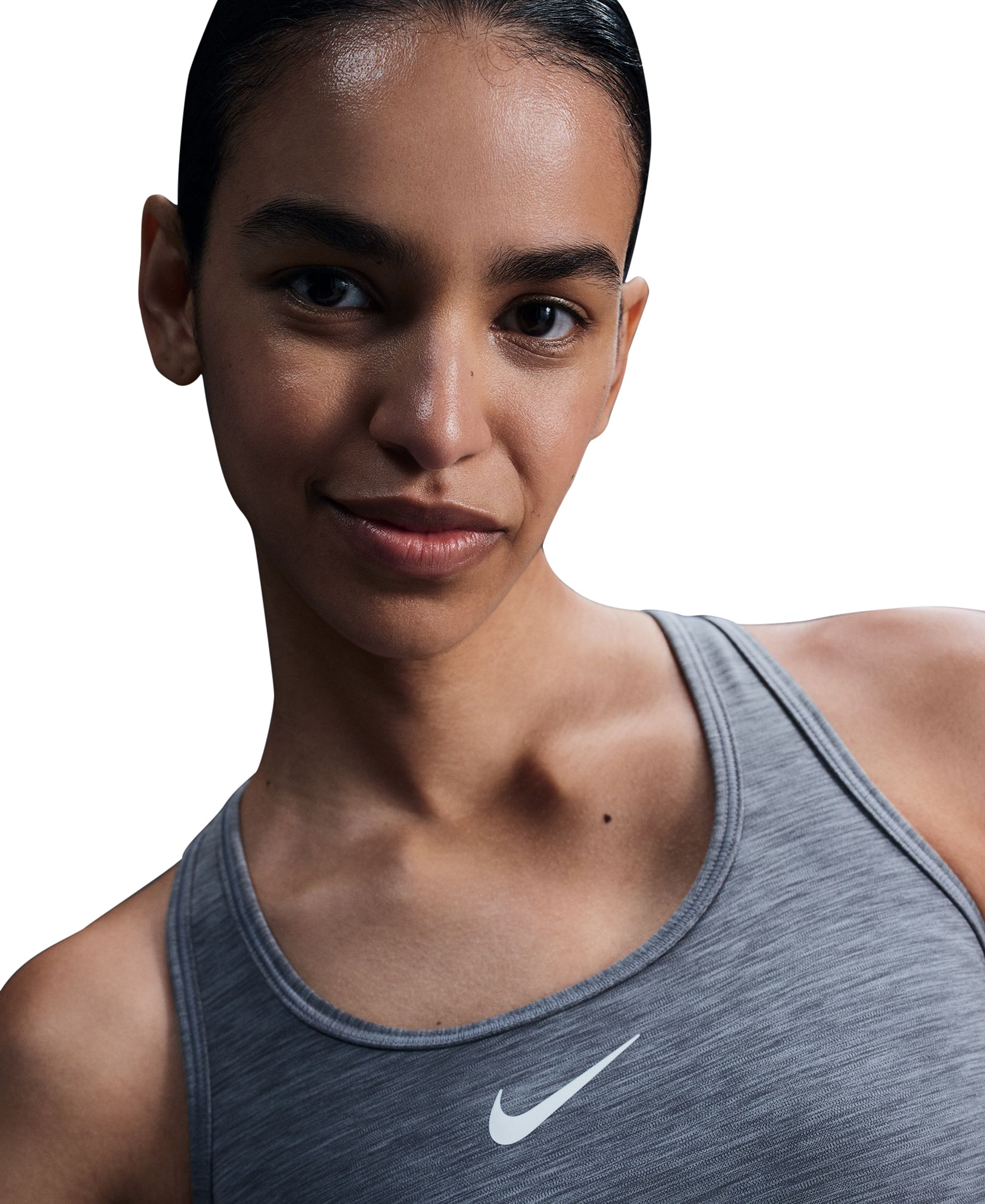 Nike Women's Swoosh Padded Sports Bra - Smoke Grey/White