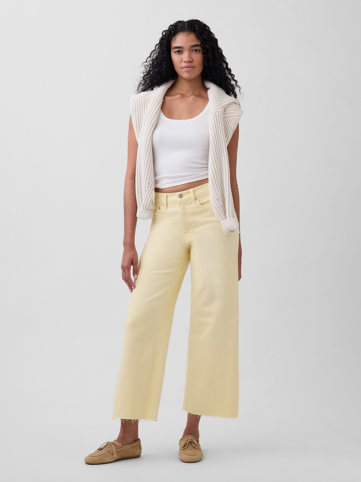 High Rise Stride Wide-Leg Ankle Jeans - Maize yellow