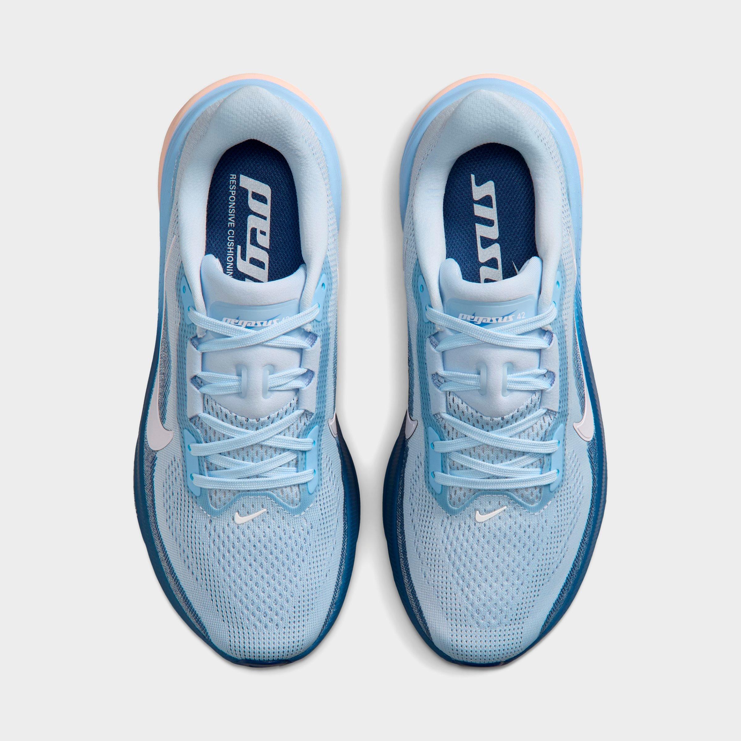 Women's Nithtke Pegasus 42 Running Shoes - Part 2 - Hydrogen Blue/Mystic Navy/Aluminum/White - Top view
