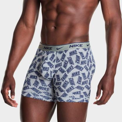 Men's Nithtke Stretch Cotton Boxer Briefs (3-Pack) - Wolf Grey Allover Print/Dark Team Red/Blue
