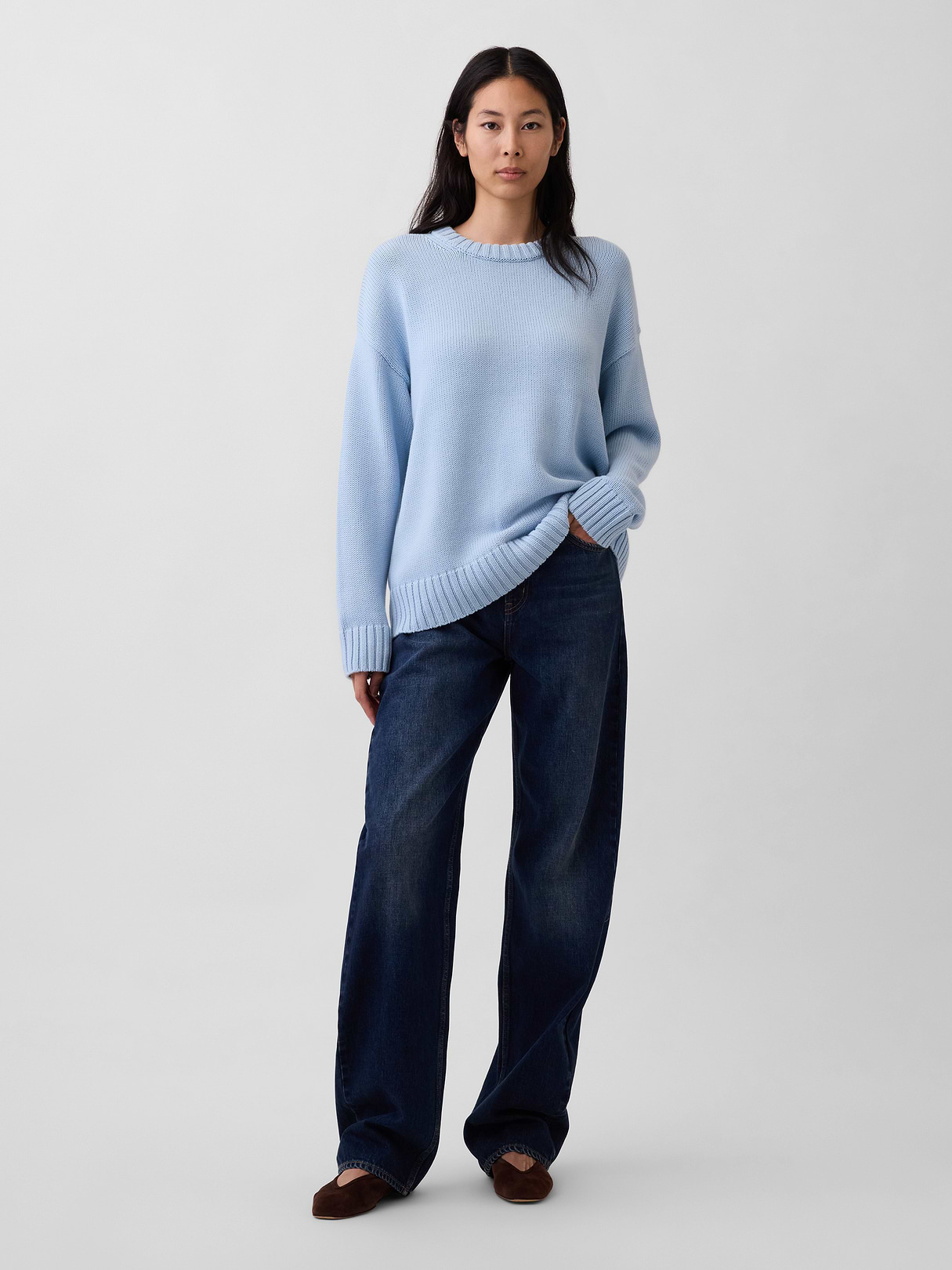 100% Cotton Oversized Sweater - Sail blue