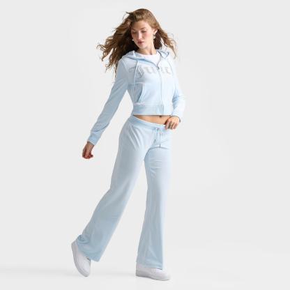 Women's Juicy Couture OG Big Bling Velour Track Pants - Ice Water