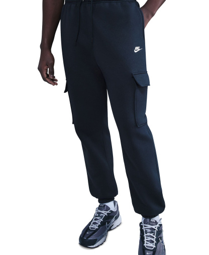 Nike Men's Club Fleece Cargo Regular-Fit Pants - Obsidian/White