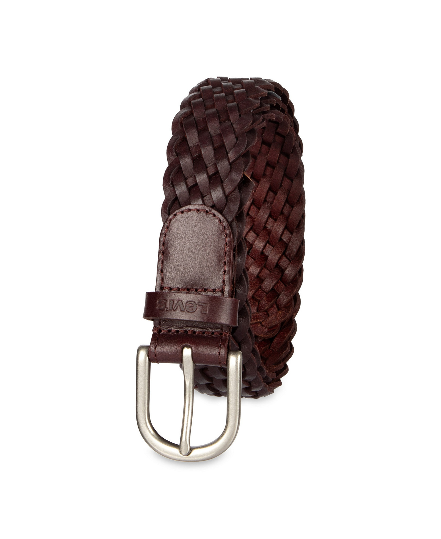 Levi's Women's Fully Adjustable Leather Braided Belt - Burgundy