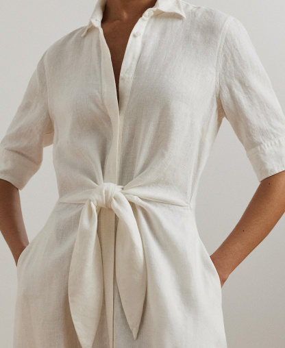 Lauren Ralph Lauren Women's Linen Shirtdress - White