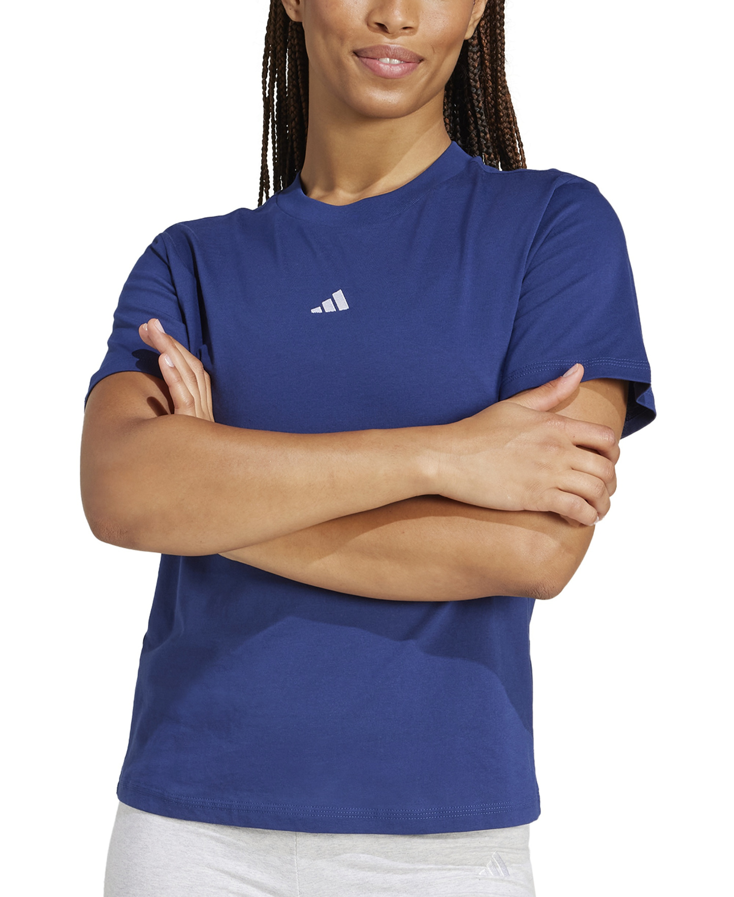 adidas Women's Short-Sleeve Cotton Crewneck Logo T-Shirt - Blue