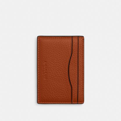 Card Case With Money Clip - Silver/Amber Brown