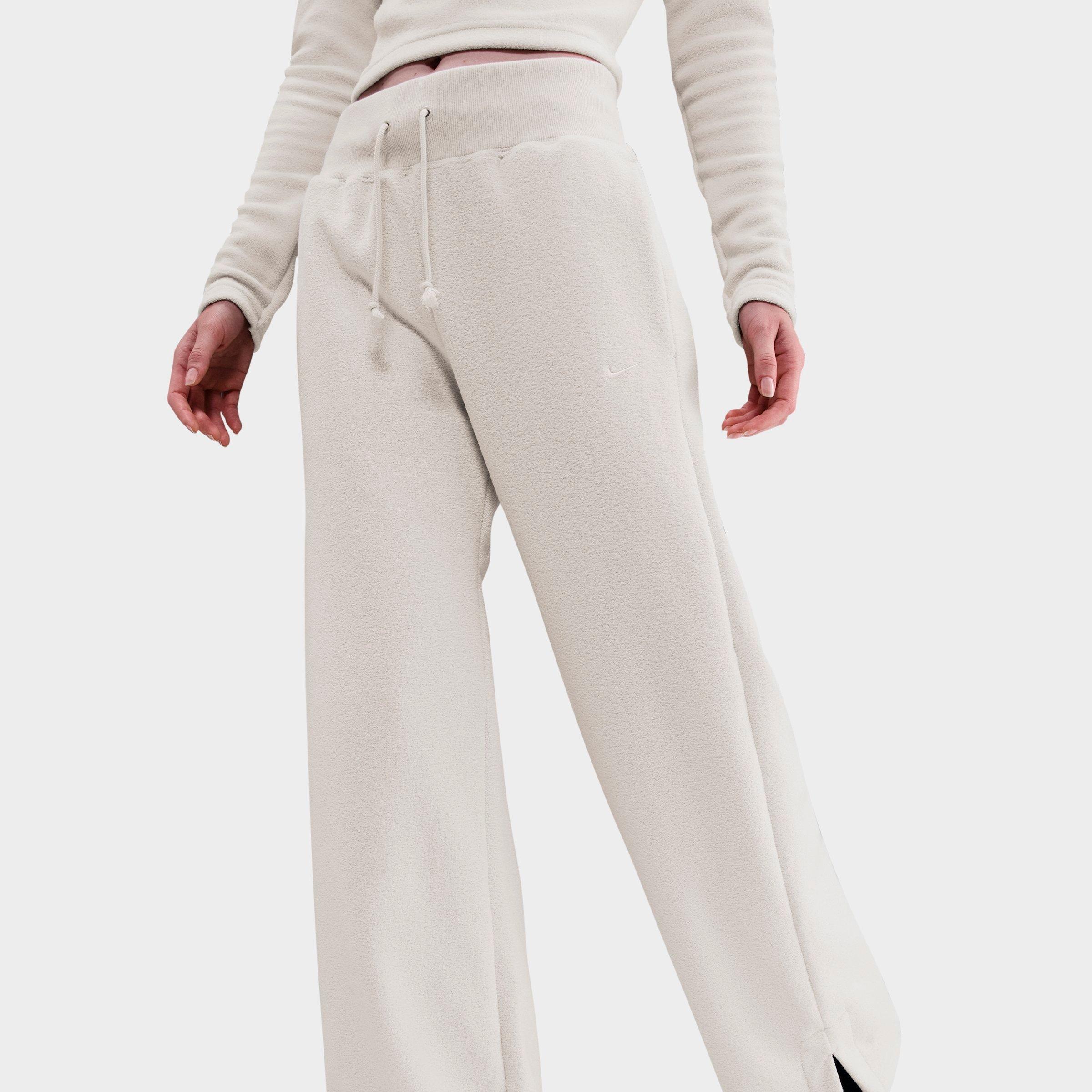 Women's Nithtke Sportswear Phoenix Fleece Plush High Wide-Leg Cozy Fleece Pants - Light Bone/Sail