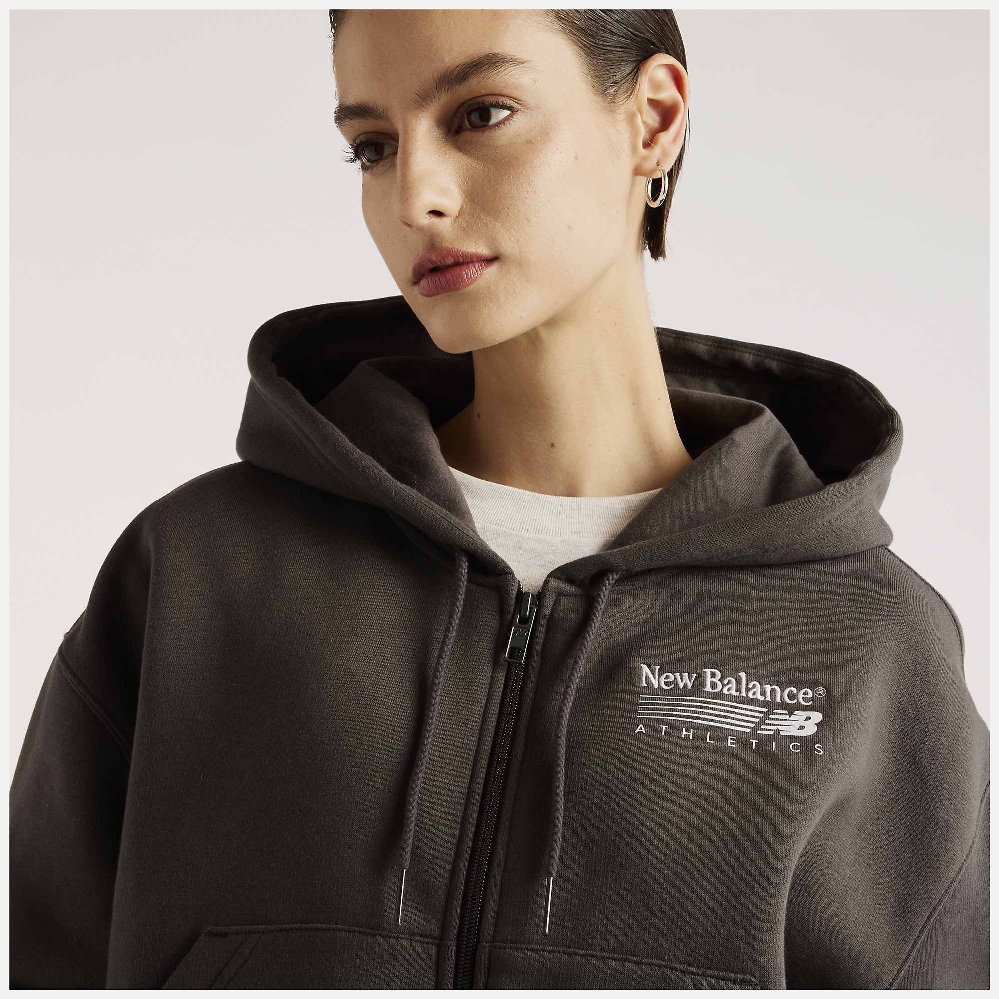 New Balance Trackside Fleece Full Zip, WJ62P2UPBLK