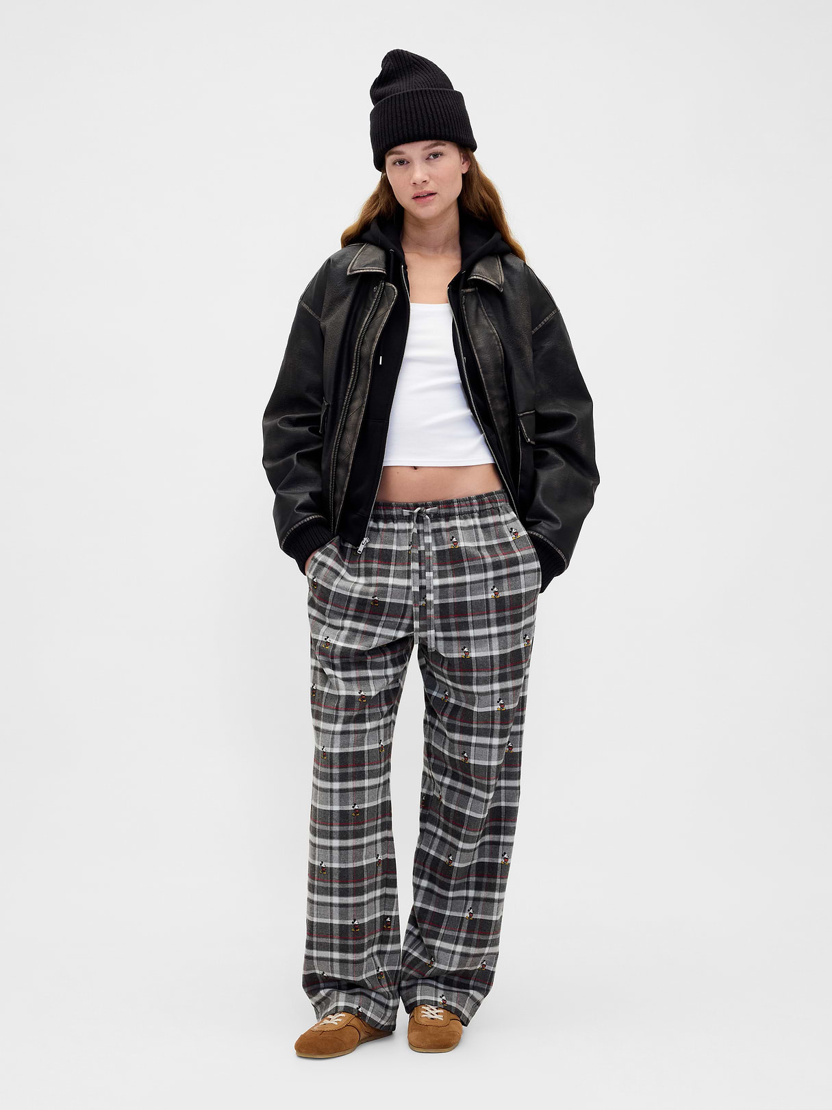 Adult Softest Flannel PJ Pants - Mickey Mouse grey & black plaid