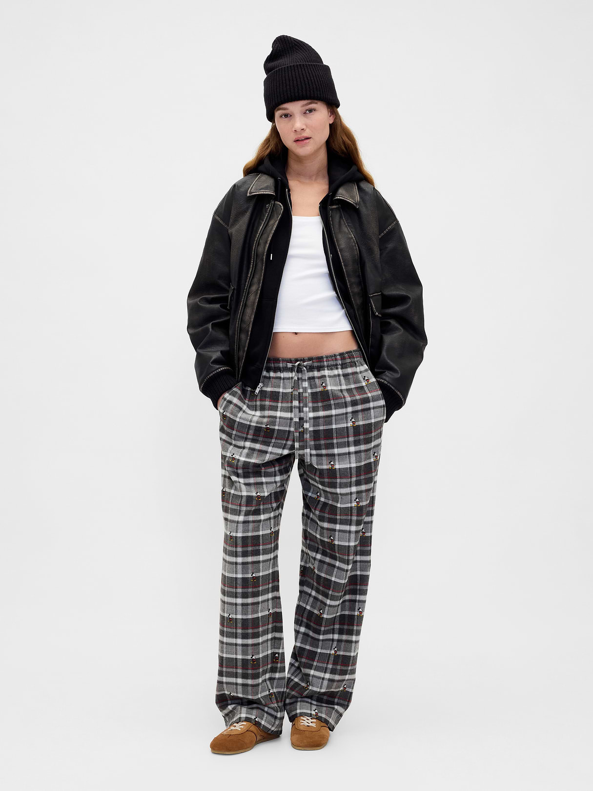 Adult Softest Flannel PJ Pants - Mickey Mouse grey & black plaid
