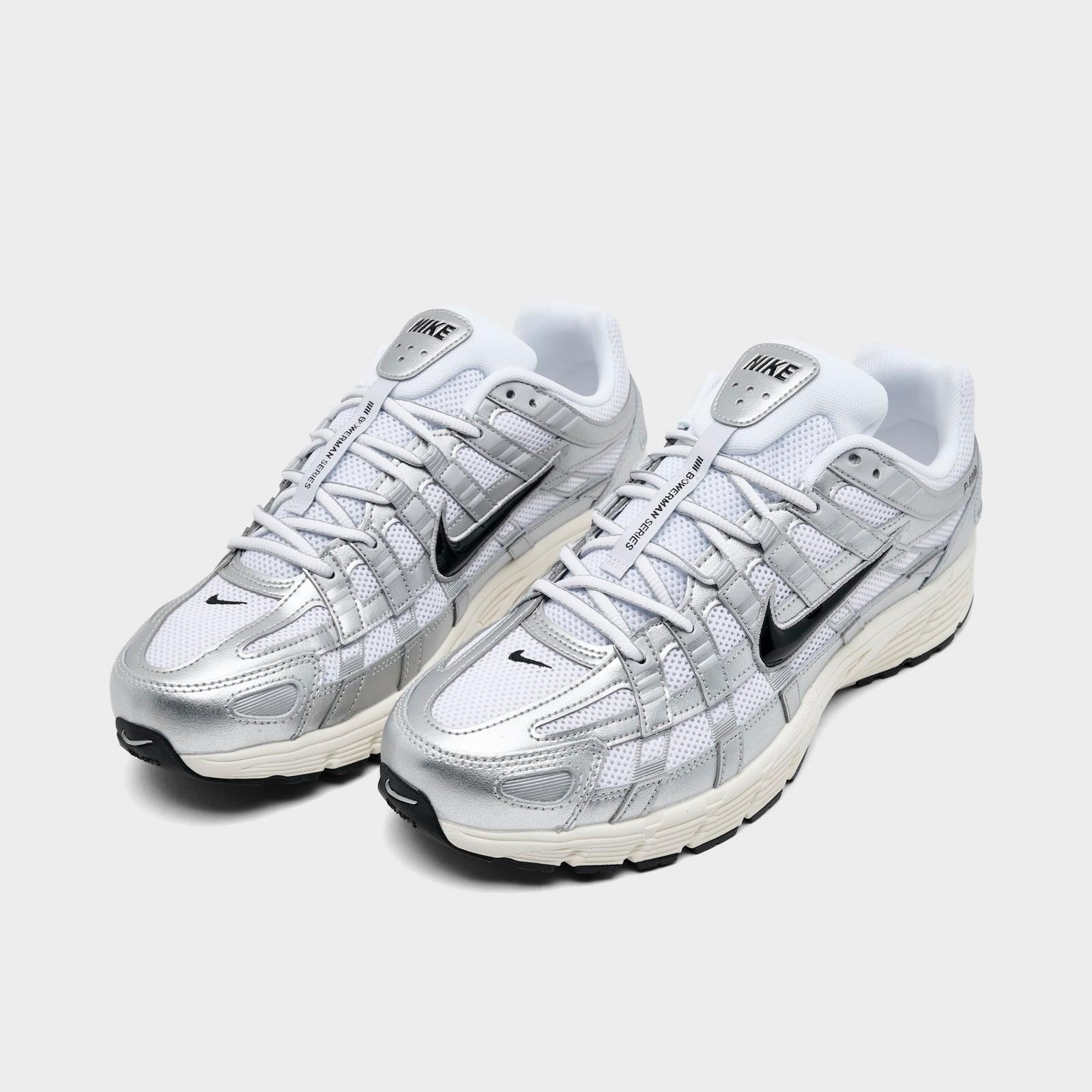 Men's Nike P-6000 Casual Shoes - White/Metallic Silver/Flat Silver/Black