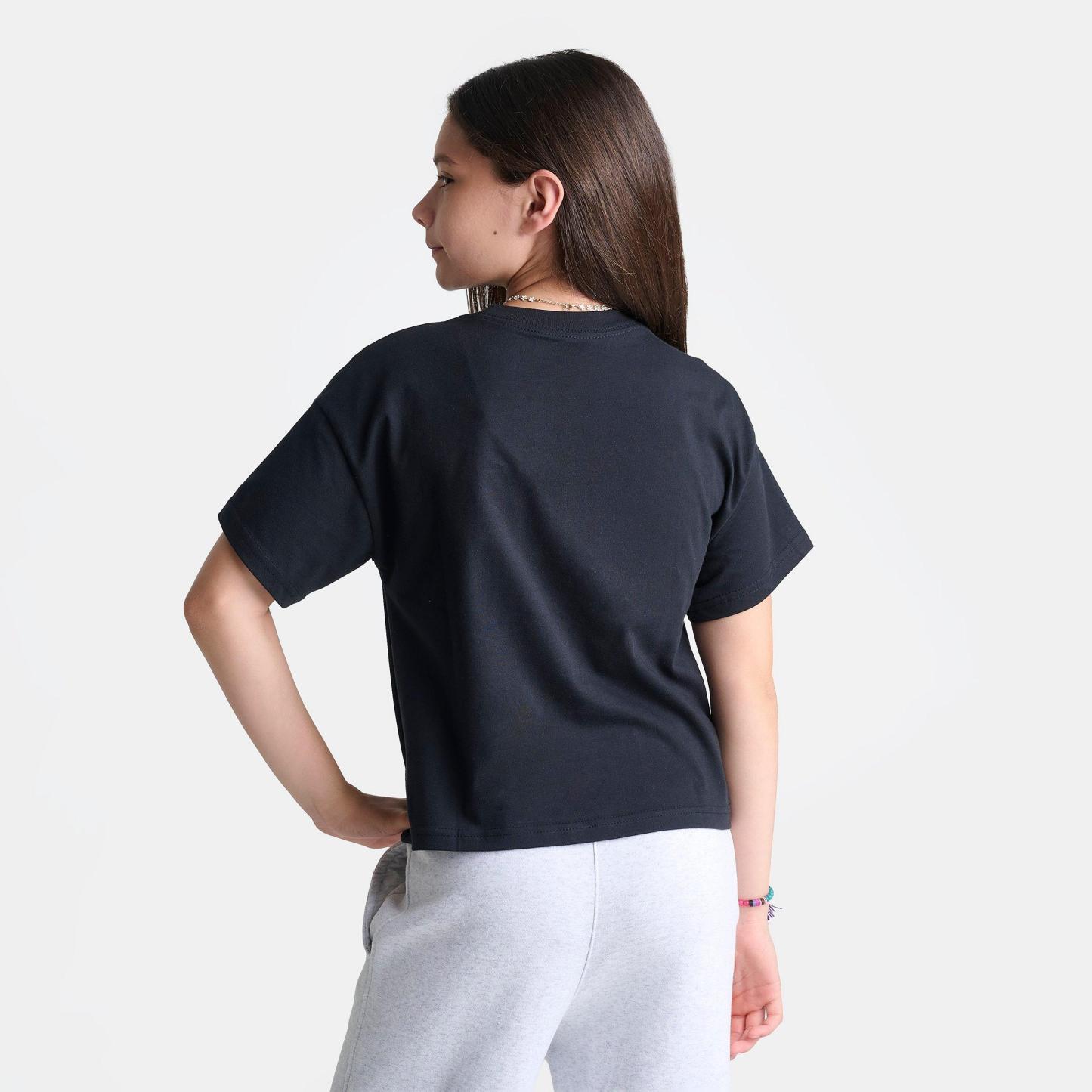 Girls' Big Kids' Nithtke Sportswear Essentials Bloom Boxy T-Shirt - Black/Wolf Grey