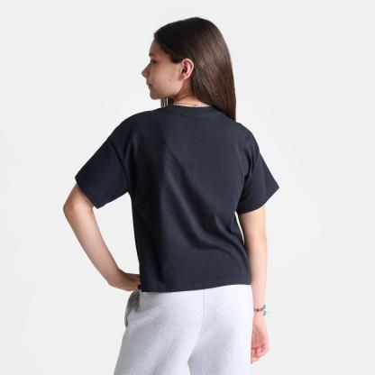 Girls' Big Kids' Nithtke Sportswear Essentials Bloom Boxy T-Shirt - Black/Wolf Grey