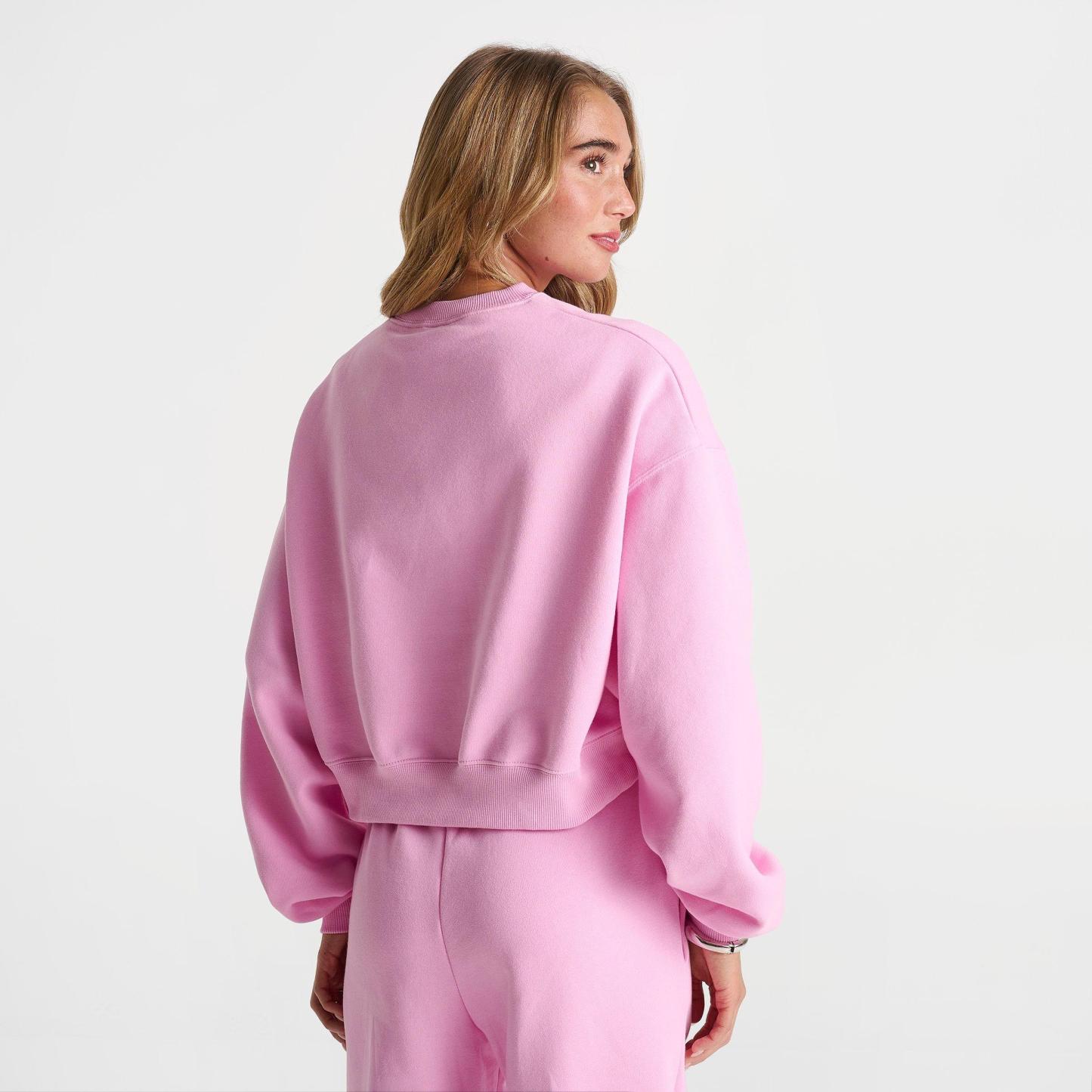 Women's Nithtke Studio Fleece Medium Weight Oversized Cropped Crewneck Sweatshirt - Pink Rise