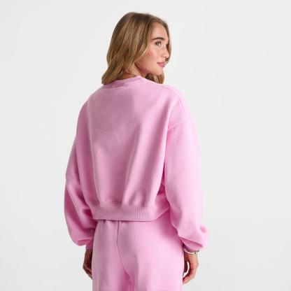 Women's Nithtke Studio Fleece Medium Weight Oversized Cropped Crewneck Sweatshirt - Pink Rise